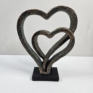 Kensington Hill Interlocking Hearts Bronze Sculpture Romantic Home Decor Art
